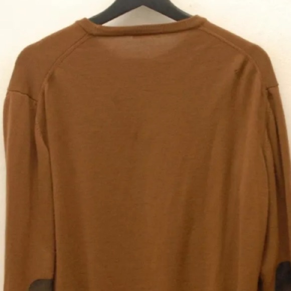 Connolly England Mustard Brown crewneck 100% Merino Wool Sweater 54 Size Large L - Picture 8 of 12